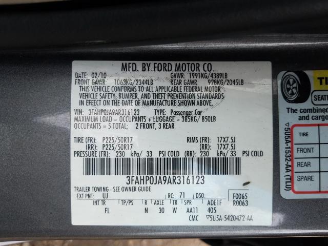 Photo 9 VIN: 3FAHP0JA9AR316123 - FORD FUSION SEL 