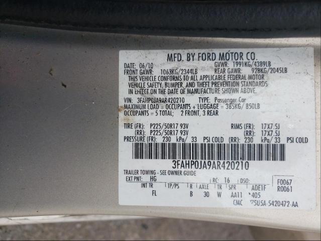 Photo 9 VIN: 3FAHP0JA9AR420210 - FORD FUSION SEL 