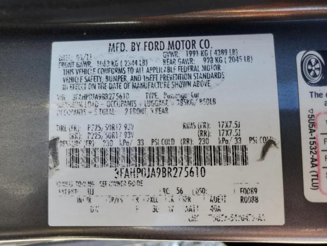 Photo 11 VIN: 3FAHP0JA9BR275610 - FORD FUSION SEL 