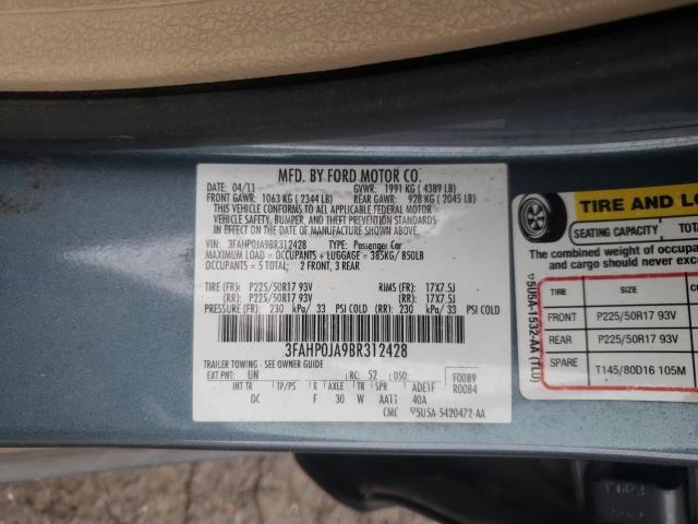 Photo 9 VIN: 3FAHP0JA9BR312428 - FORD FUSION SEL 