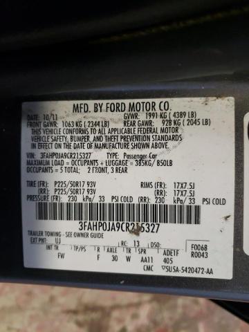 Photo 11 VIN: 3FAHP0JA9CR215327 - FORD FUSION SEL 