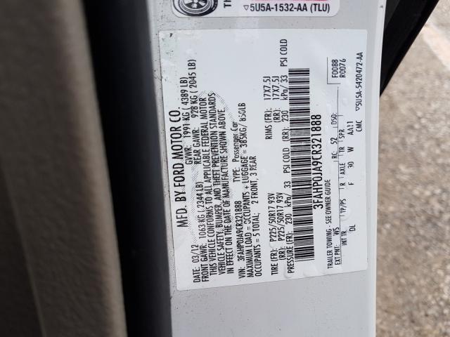 Photo 9 VIN: 3FAHP0JA9CR321888 - FORD FUSION SEL 