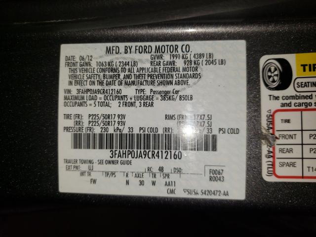 Photo 9 VIN: 3FAHP0JA9CR412160 - FORD FUSION SEL 