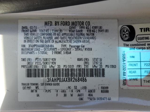 Photo 9 VIN: 3FAHP0JAXBR268486 - FORD FUSION SEL 