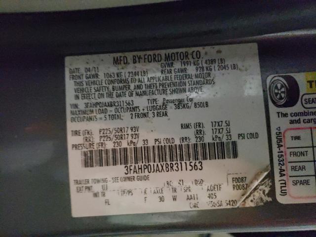 Photo 9 VIN: 3FAHP0JAXBR311563 - FORD FUSION 