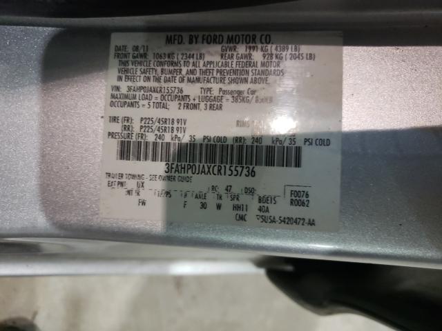 Photo 9 VIN: 3FAHP0JAXCR155736 - FORD FUSION SEL 