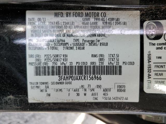 Photo 9 VIN: 3FAHP0JAXCR156966 - FORD FUSION SEL 