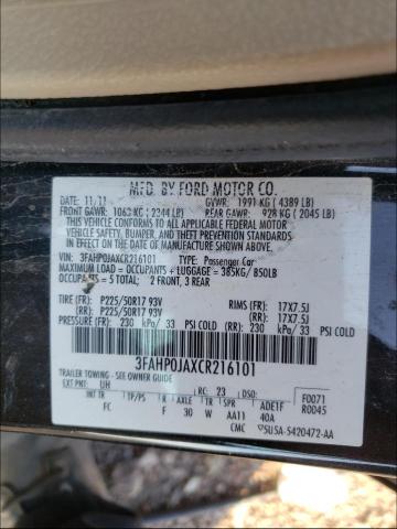 Photo 9 VIN: 3FAHP0JAXCR216101 - FORD FUSION SEL 