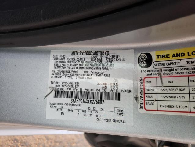 Photo 9 VIN: 3FAHP0JAXCR276802 - FORD FUSION SEL 