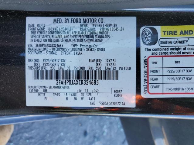 Photo 11 VIN: 3FAHP0JAXCR324685 - FORD FUSION SEL 