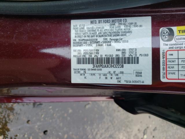 Photo 9 VIN: 3FAHP0JAXCR432238 - FORD FUSION SEL 