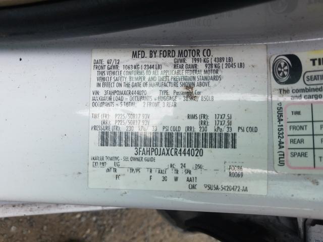 Photo 9 VIN: 3FAHP0JAXCR444020 - FORD FUSION SEL 