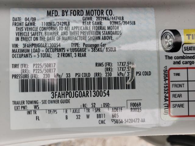 Photo 9 VIN: 3FAHP0JG0AR130054 - FORD FUSION SEL 