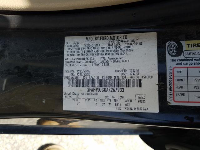 Photo 9 VIN: 3FAHP0JG0AR267933 - FORD FUSION SEL 