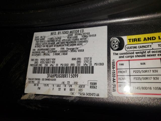 Photo 9 VIN: 3FAHP0JG0BR115099 - FORD FUSION SEL 