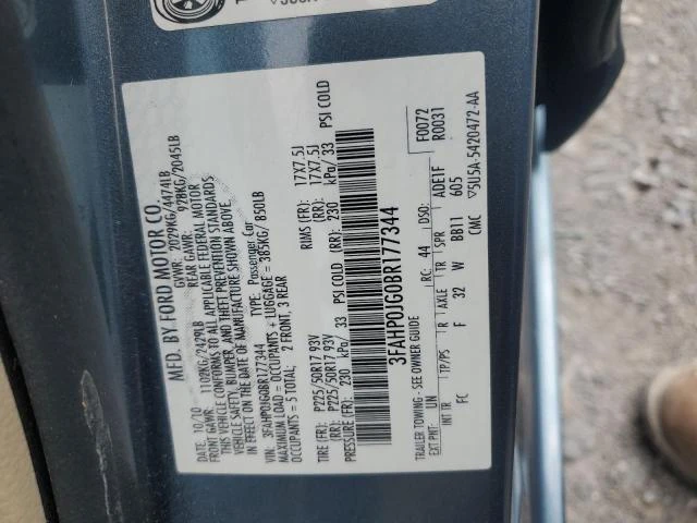 Photo 11 VIN: 3FAHP0JG0BR177344 - FORD FUSION SEL 