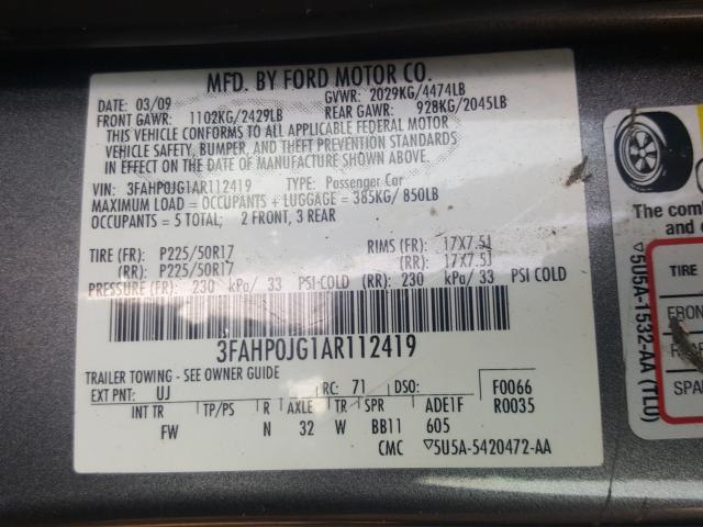 Photo 9 VIN: 3FAHP0JG1AR112419 - FORD FUSION SEL 