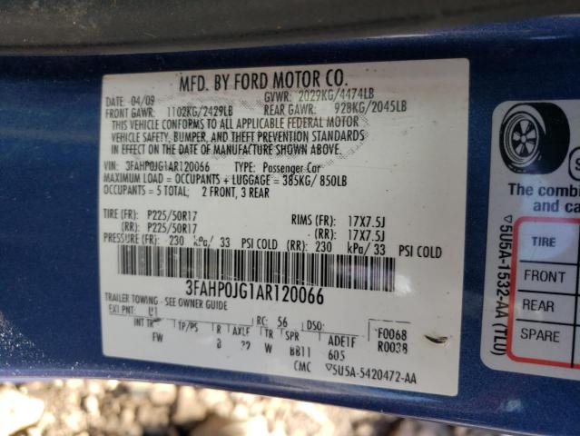 Photo 9 VIN: 3FAHP0JG1AR120066 - FORD FUSION SEL 