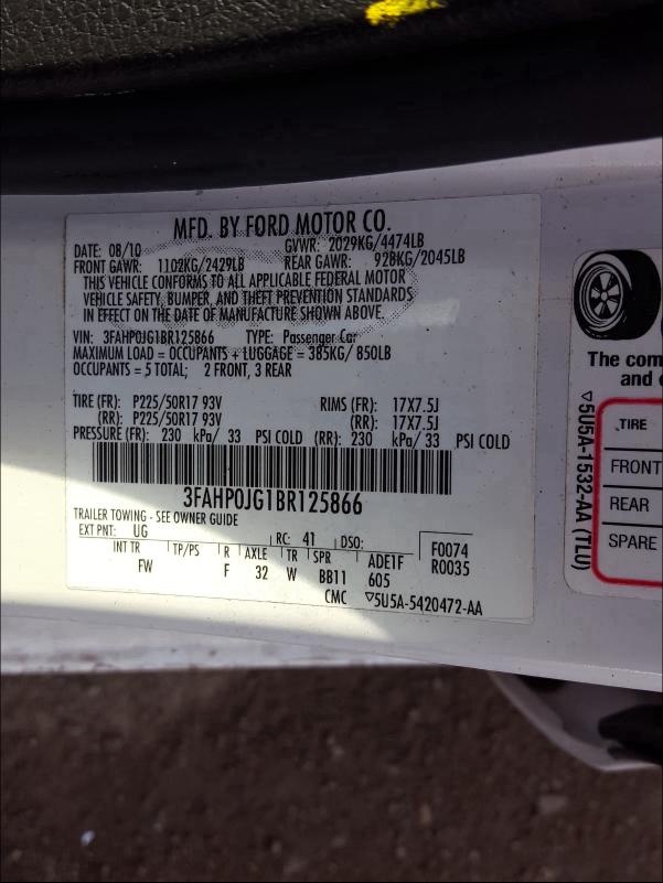 Photo 9 VIN: 3FAHP0JG1BR125866 - FORD FUSION SEL 