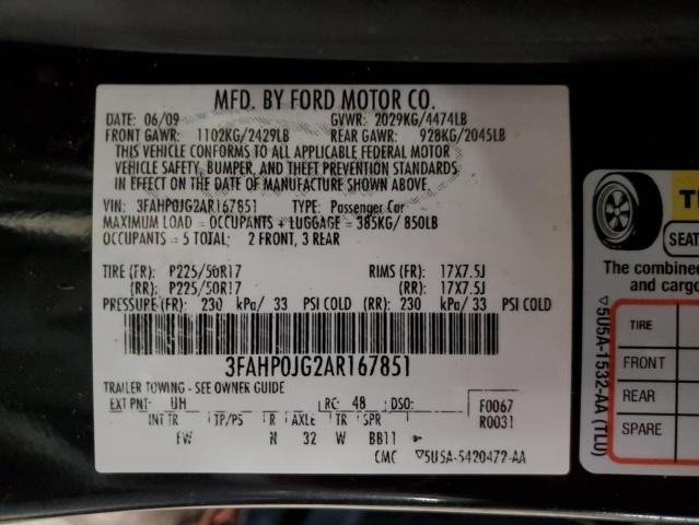 Photo 11 VIN: 3FAHP0JG2AR167851 - FORD FUSION SEL 