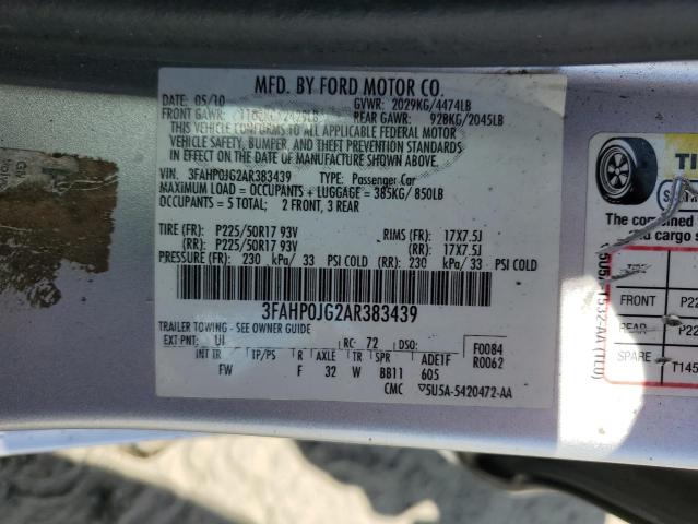 Photo 12 VIN: 3FAHP0JG2AR383439 - FORD FUSION SEL 