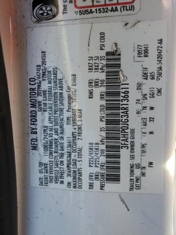 Photo 11 VIN: 3FAHP0JG3AR136611 - FORD FUSION 