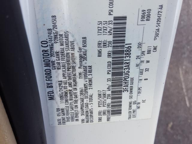 Photo 9 VIN: 3FAHP0JG3AR138861 - FORD FUSION SEL 