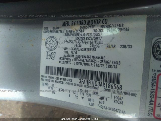 Photo 8 VIN: 3FAHP0JG3AR186568 - FORD FUSION 