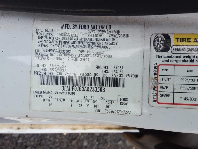 Photo 9 VIN: 3FAHP0JG3AR233503 - FORD FUSION SEL 