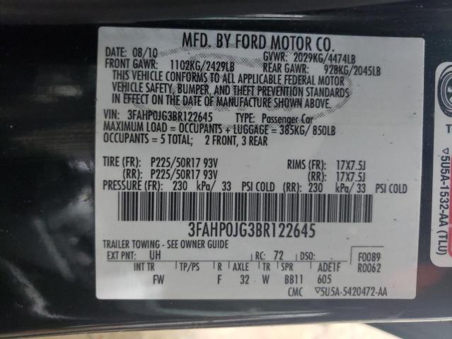 Photo 12 VIN: 3FAHP0JG3BR122645 - FORD FUSION SEL 