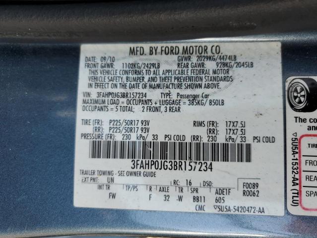 Photo 11 VIN: 3FAHP0JG3BR157234 - FORD FUSION 