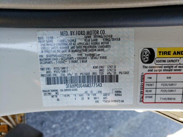 Photo 11 VIN: 3FAHP0JG4AR277543 - FORD FUSION SEL 