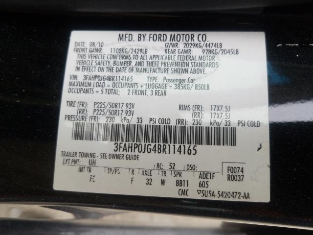 Photo 9 VIN: 3FAHP0JG4BR114165 - FORD FUSION SEL 