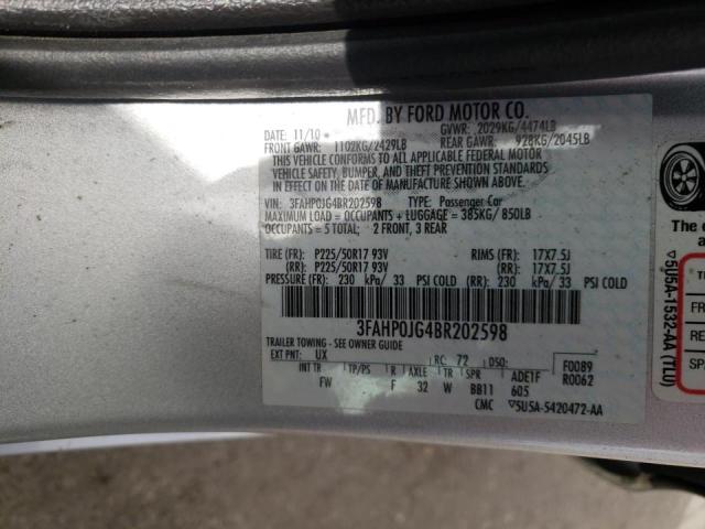 Photo 9 VIN: 3FAHP0JG4BR202598 - FORD FUSION SEL 