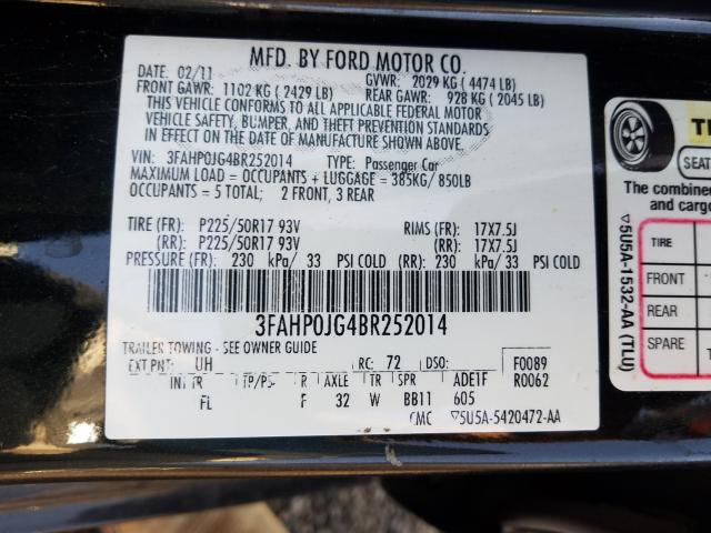 Photo 9 VIN: 3FAHP0JG4BR252014 - FORD FUSION SEL 