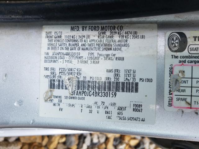 Photo 9 VIN: 3FAHP0JG4BR330159 - FORD FUSION SEL 