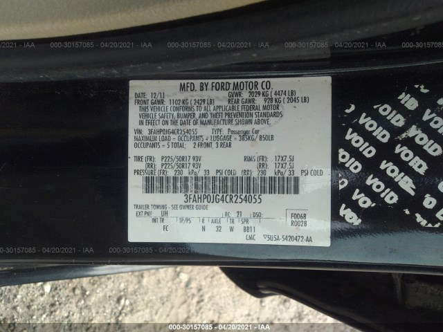 Photo 8 VIN: 3FAHP0JG4CR254055 - FORD FUSION 