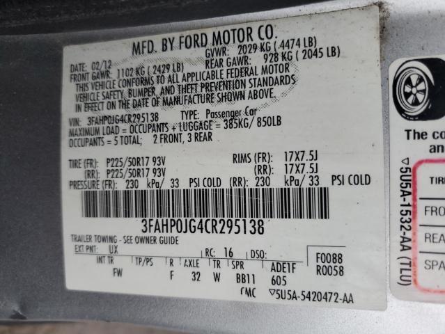 Photo 11 VIN: 3FAHP0JG4CR295138 - FORD FUSION SEL 