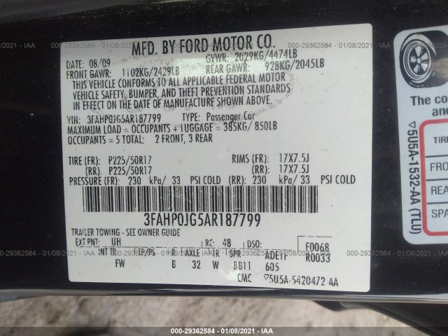 Photo 8 VIN: 3FAHP0JG5AR187799 - FORD FUSION 