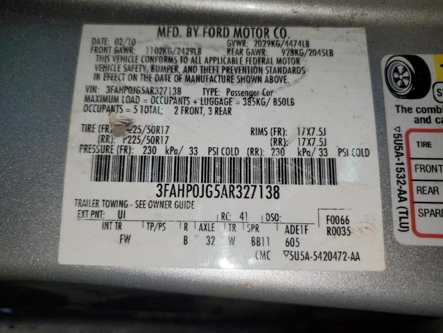 Photo 11 VIN: 3FAHP0JG5AR327138 - FORD FUSION SEL 