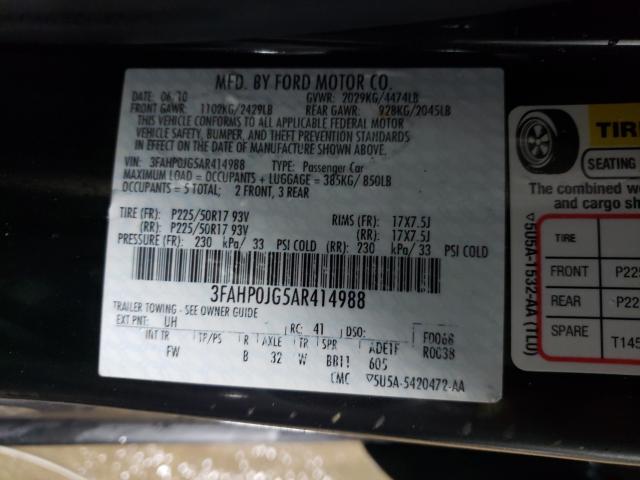 Photo 9 VIN: 3FAHP0JG5AR414988 - FORD FUSION SEL 