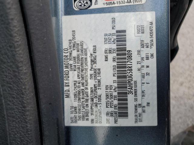 Photo 12 VIN: 3FAHP0JG5BR170809 - FORD FUSION 