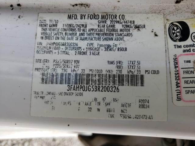 Photo 9 VIN: 3FAHP0JG5BR200326 - FORD FUSION SEL 