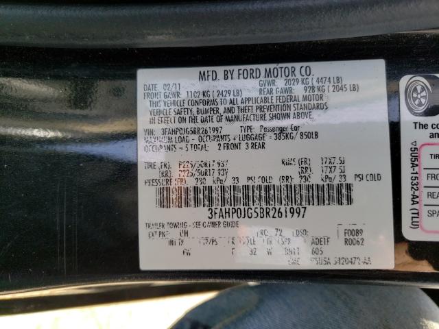 Photo 9 VIN: 3FAHP0JG5BR261997 - FORD FUSION SEL 