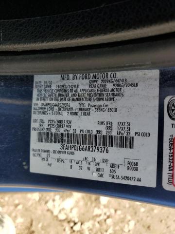 Photo 11 VIN: 3FAHP0JG6AR379376 - FORD FUSION 