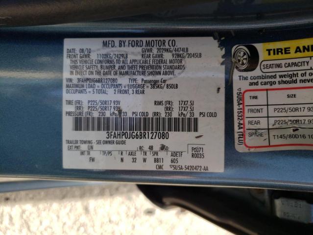 Photo 11 VIN: 3FAHP0JG6BR127080 - FORD FUSION SEL 