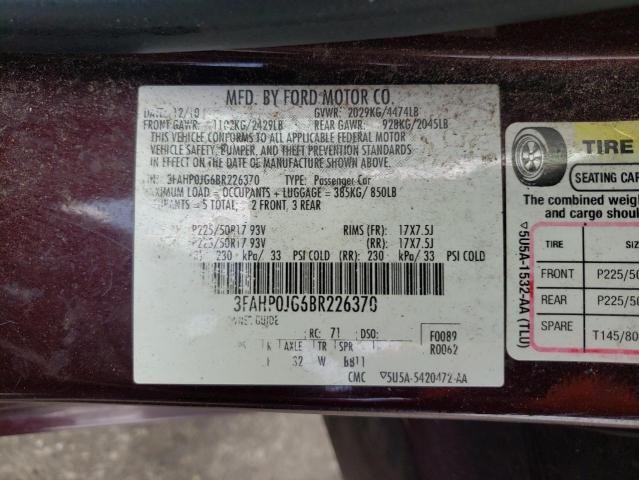 Photo 11 VIN: 3FAHP0JG6BR226370 - FORD FUSION SEL 