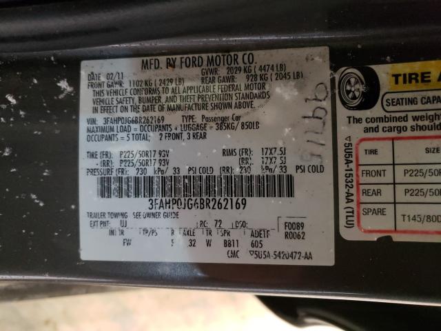 Photo 9 VIN: 3FAHP0JG6BR262169 - FORD FUSION SEL 