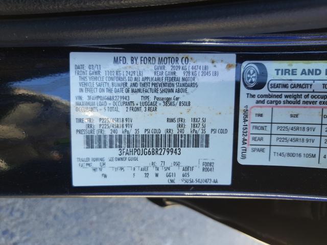 Photo 9 VIN: 3FAHP0JG6BR279943 - FORD FUSION SEL 