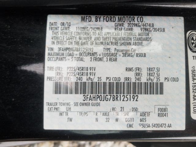 Photo 9 VIN: 3FAHP0JG7BR125192 - FORD FUSION SEL 